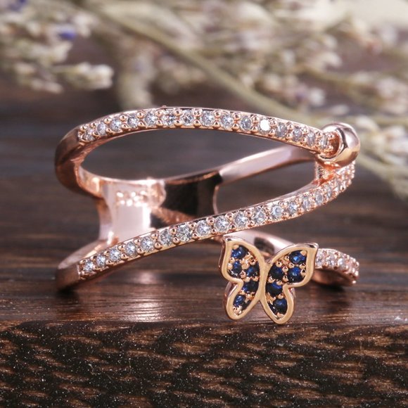 🔥 Irregular Thin Lines Twisted Trendy Butterfly Rings for Women, EVGG1411 - Picture 1 of 6